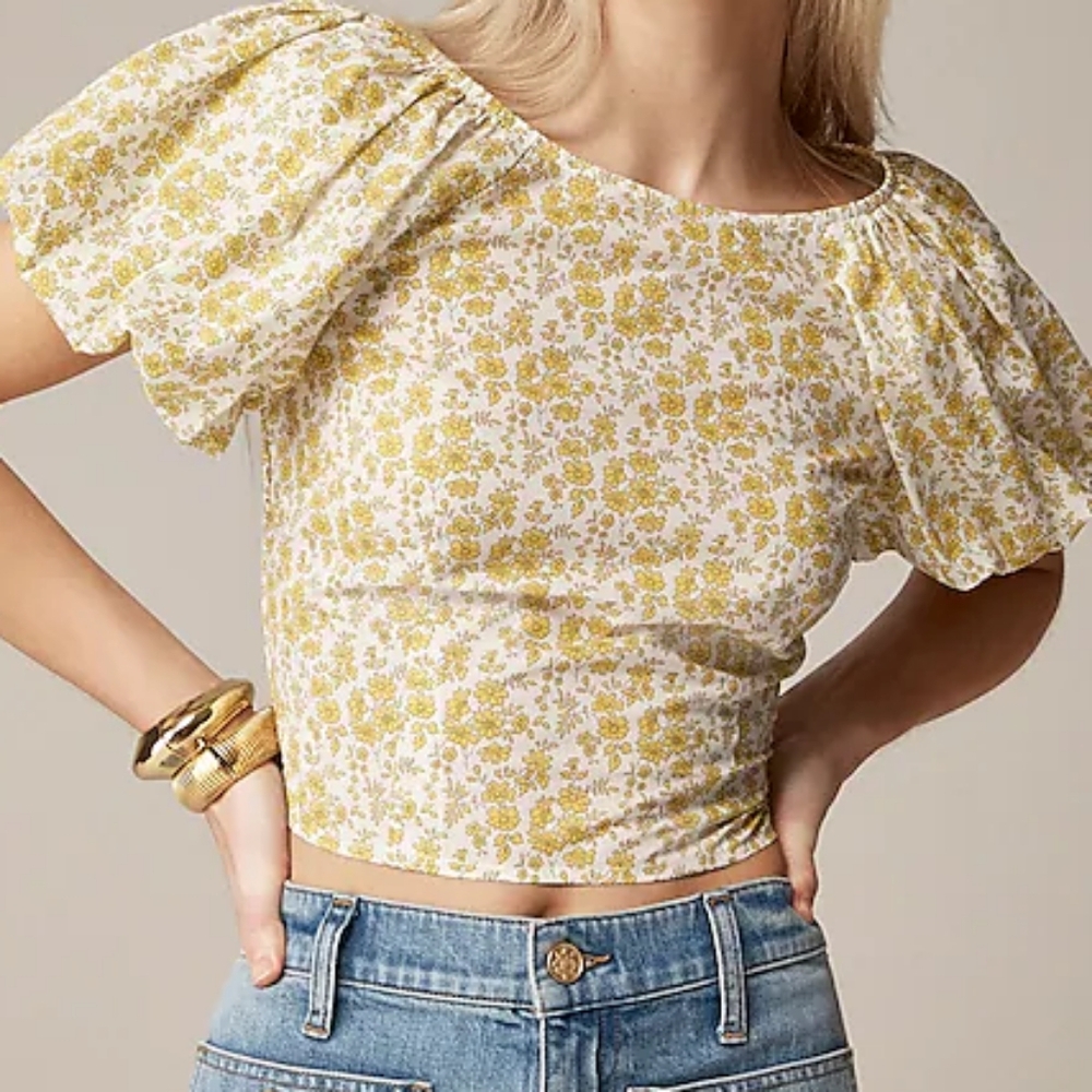 J.Crew puff-sleeve top in Liberty Capel fabric, size 6